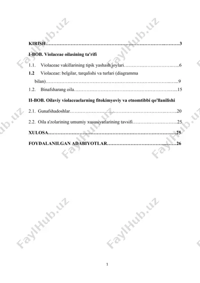 violaceae oilasining ta'rifi — DOCX