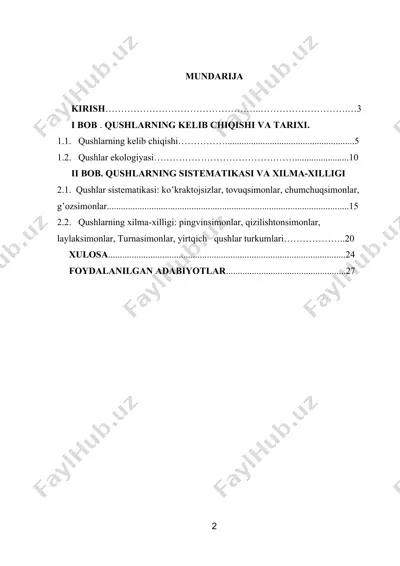 qushlarning ekologiyasi — DOCX