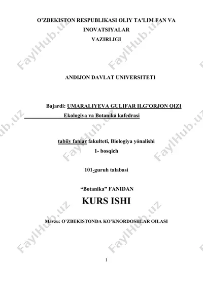 o’zbekistonda ko’knordoshlar oilasi — DOCX