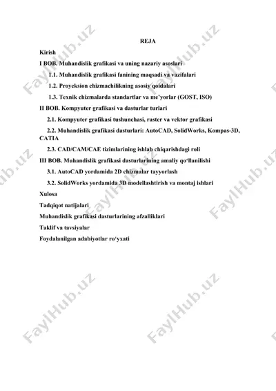 muhandislik grafikasi va uning nazariy asoslari — DOCX