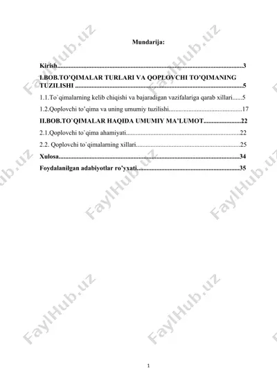qoplovchi to'qimlar turlari va tuzilishi — DOCX