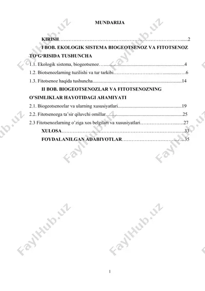 ekologik sistema biogeotsenoz va fitotsenoz haqida tushuncha — DOCX