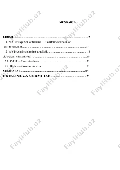 tovuqsimonlar biologiyasi — DOCX