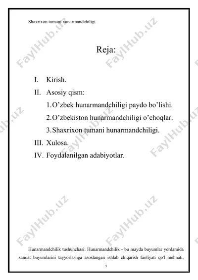 hunarmandchilik tushunchasi — DOCX