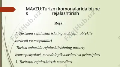 turizmni rejalashtirish — PPTX