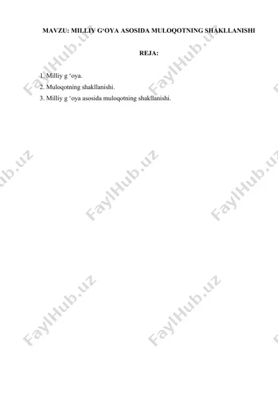 milliy g'oya asosida muloqotning shakllanishi — DOCX
