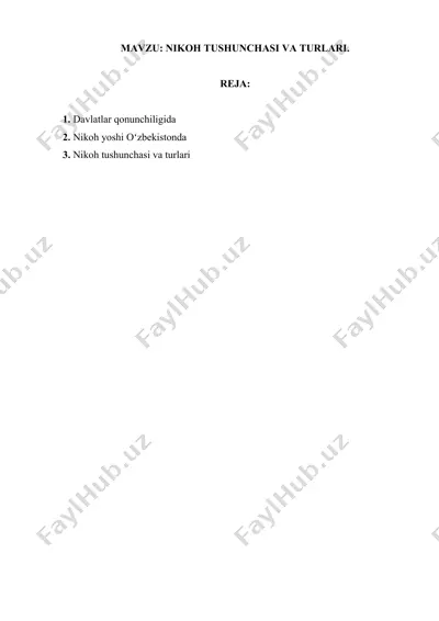 nikoh tushunchasi va turlari — DOCX