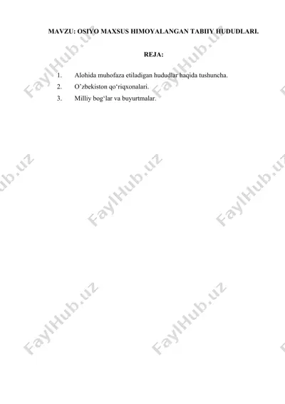tabiatni muhofaza qilish haqida ma'lumotlar — DOCX