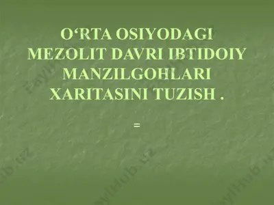 oʻrta osiyodagi mezolit davri ibtidoiy manzilgohlari xaritasini tuzish — PPTX
