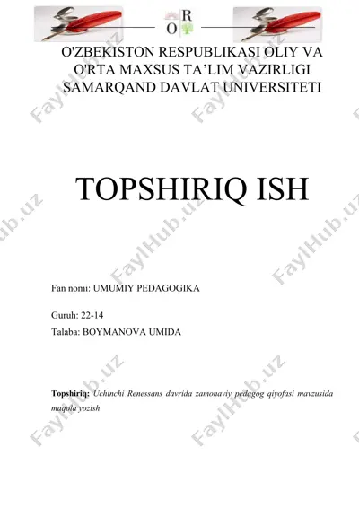 uchinchi renessans davrida zamonaviy pedagog qiyofasi maqolasi — DOC