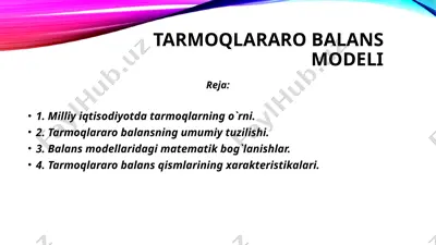tarmoqlararo balans modeli — PPTX