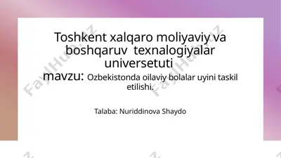 toshkent xalqaro moliyaviy va boshqaruv texnologiyalari universiteti — PPTX
