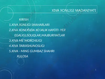 xiva xonligi madaniyati — PPT