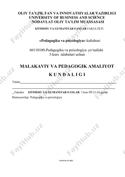 talaba ishi bo'yicha daftari — DOCX