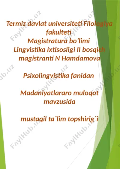 madaniyatlararo muloqot — PPTX