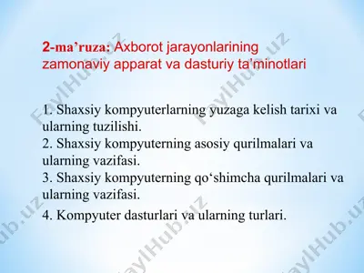 shaxsiy kompyuterlar va ularning dasturiy ta'minoti — PPT