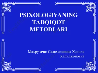 psixologiyaning tadqiqot metodlari — PPT