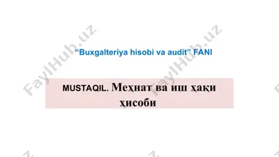 меҳнат ва иш ҳақи ҳисоби — PPT