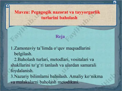 pegagogik nazorat va tayyorgarlik — PPTX
