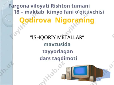 "ishqoriy metallar" mavzusida dars taqdimoti — PPT