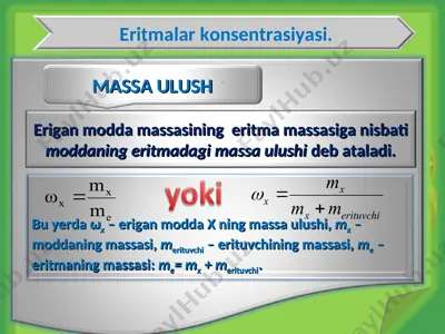 eritmalar konsentrasiyasi — PPT