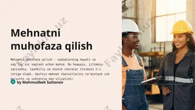 mehnatni muhofaza qilish — PPT