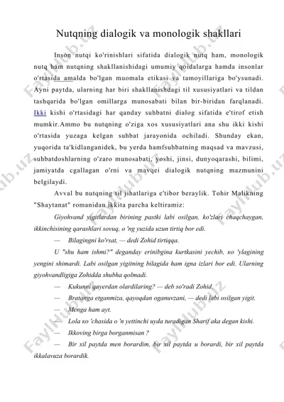 nutqning dialogik va monologik shakllari — DOC