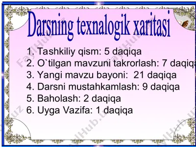 dars texnologikly xaritasi — PPT