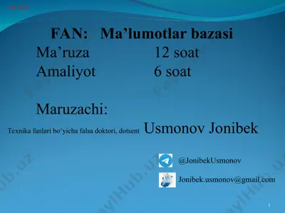 ma’lumotlar bazasi — PPT