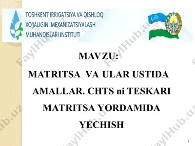 matritsa va ular ustida amallar. chts ni teskari matritsa yordamida yechish — PPT
