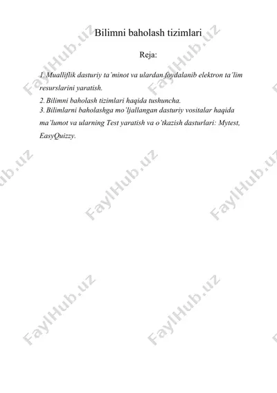 bilimni baholash tizimlari — DOCX