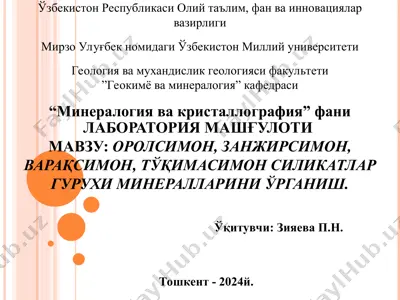 силикатлар гуруҳиминералларини юрганиш — PPT