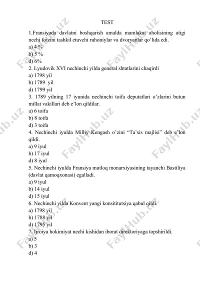 fransiya devrimi testi — DOCX