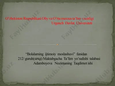 bolaliki – ijtimoiy hayot me’yorlarini egallay boshlash davri. — PPTX