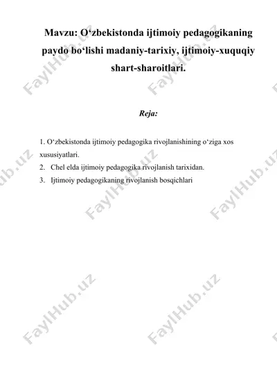 ijtimoiy pedagogika tarixi — DOC