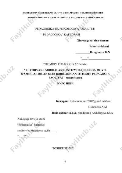 ijtimoiy pedagogik faoliyat — DOCX
