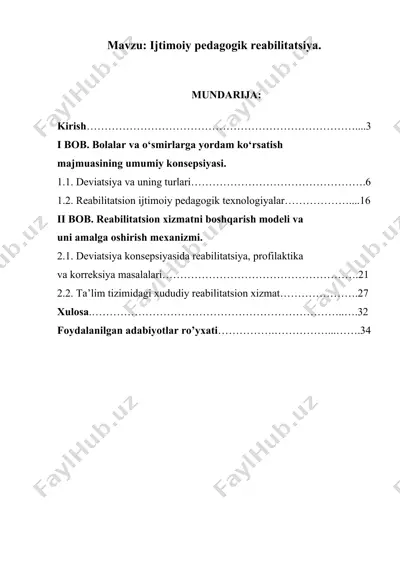 ijtimoiy pedagogik reabilitatsiya — DOC