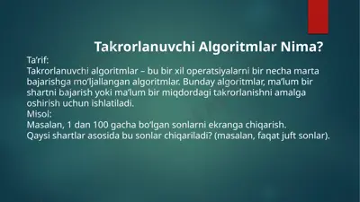 takrorlanuvchi algoritmlar — PPTX