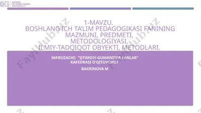 boshlang'ich ta'lim pedagogikasi — PPTX