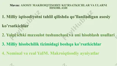 asosiy makroiqtisodiy ko’rsatkichlar va ularni hisoblash — PPTX