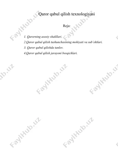 qaror qabul qilish texnologiyasi — DOCX