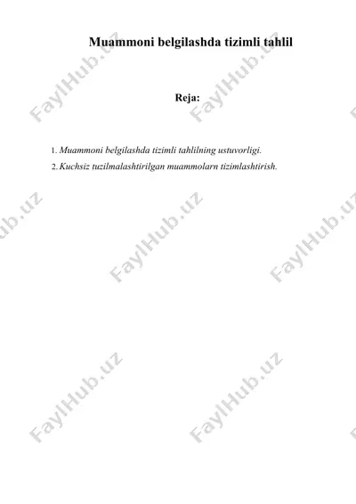 muammoni belgilashda tizimli tahlil — DOCX