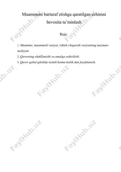 muammoni bartaraf etishga qaratilgan echimni bevosita ta’minlash — DOCX
