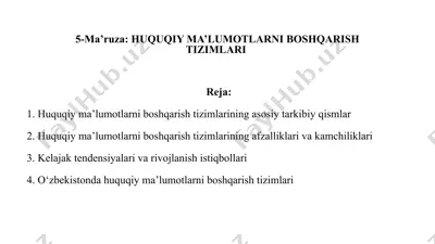 huquqiy ma’lumotlarni boshqarish tizimlari — PPTX
