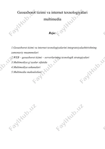 geoaxborot tizimi va internet texnologiyalari multimedia — DOC