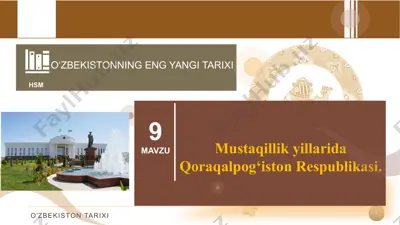 o‘zbekistonning eng yangi tarixi — PPTX