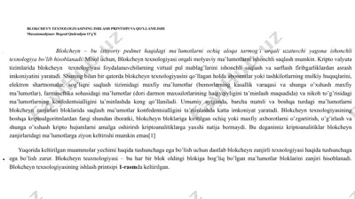 blokcheyn texnologiyasining ishlash printsipi va qo'llanilishi — PPTX