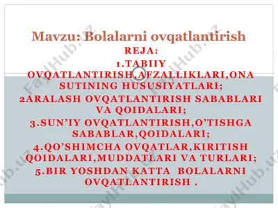 bolalarni ovqatlantirish — PPTX