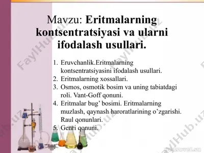 eritmalarning kontsentratsiyasivaularniifodalashusullari — PPTX