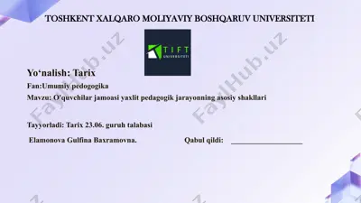 o'quvchilar jamoasi yaxlit pedagogik jarayonning asosiy shakllari — PPTX